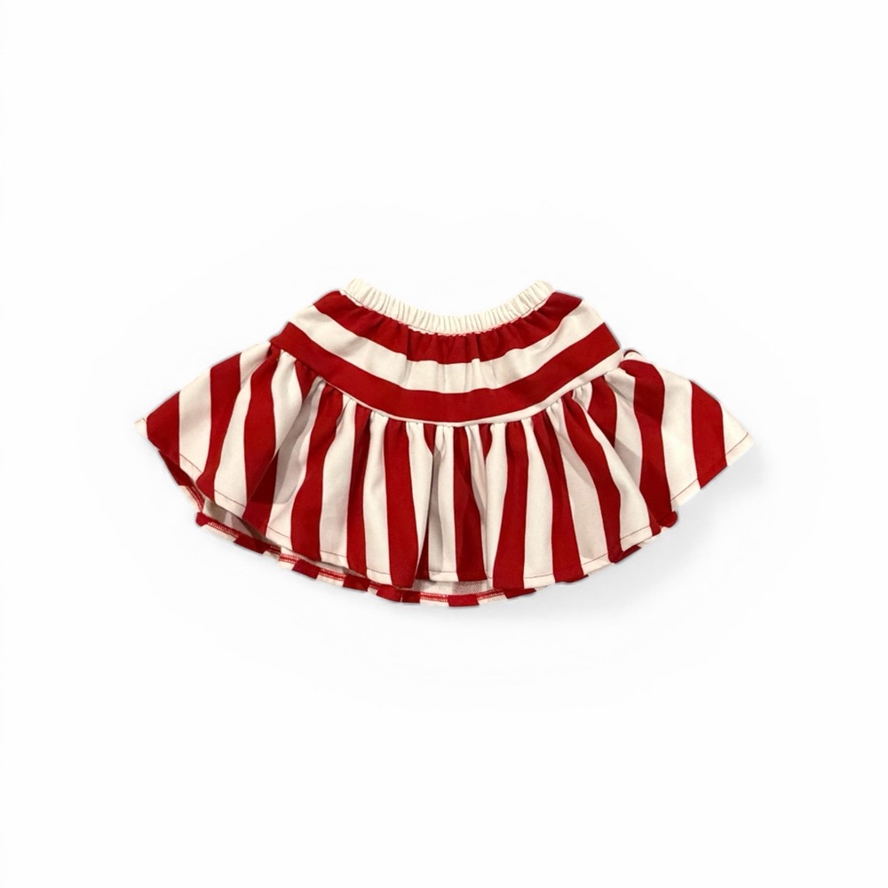 Red and White Striped Kids Skirt
